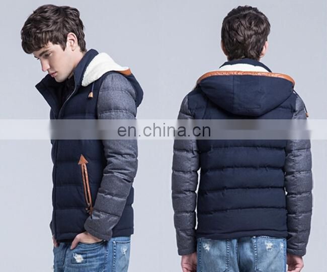 frivolous warm hoodied blue down Mens winter jacket