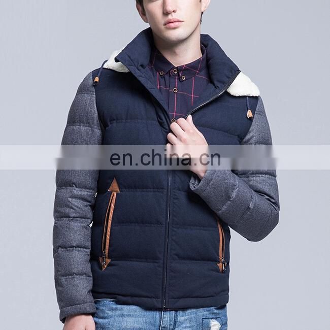 frivolous warm hoodied blue down Mens winter jacket