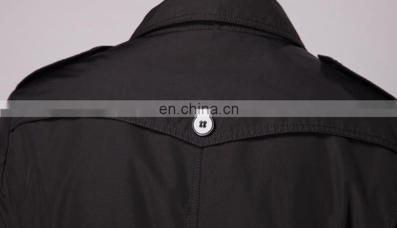wholsales black 100% polyester trench coat for man
