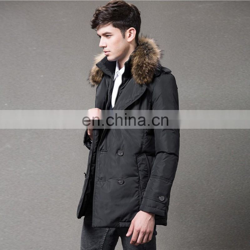 100% polyester fabric duck filled fox callor Mens jacket