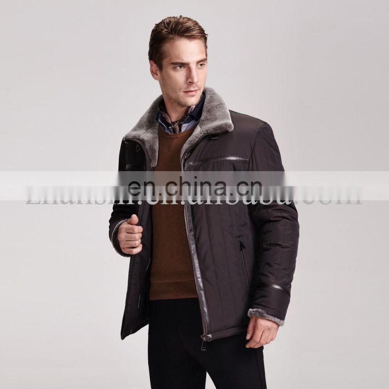 Factory price Big Lapel Plus Size Man Feather Down Parka Jacket Coat with fur collar
