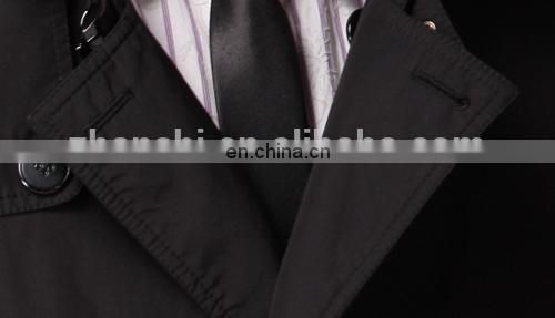 wholsales black 100% polyester trench coat for man