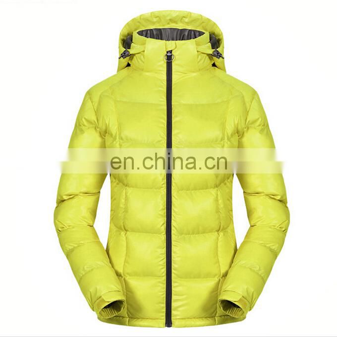 100% polyester fabric hoodied colorful down womens winter jacket