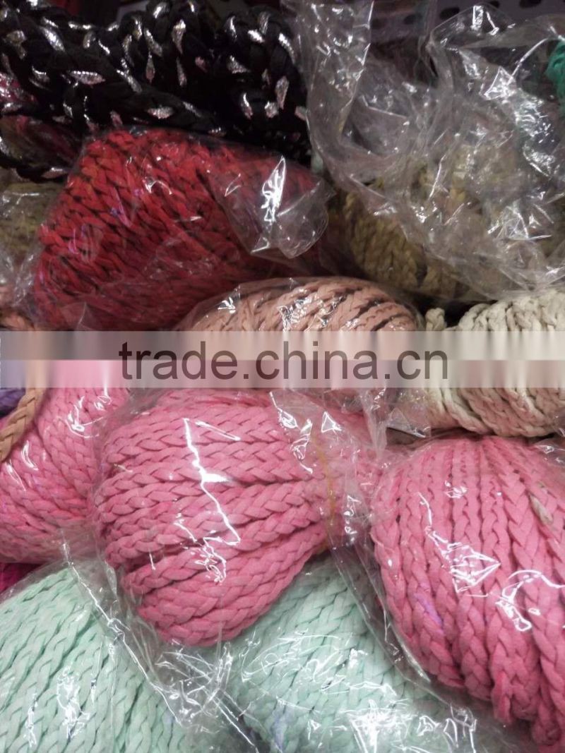 2016 Wholesale Fashion High Quality Suede Braided Cord Black Flat Woven Braided Faux Suede Velvet Leather Cord