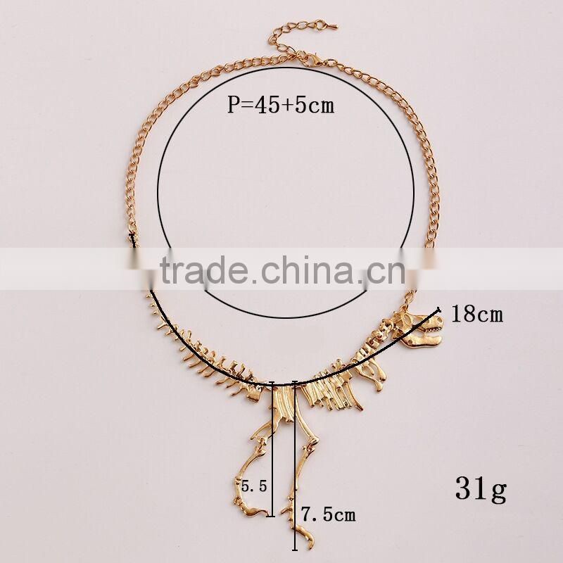 2016 Fashion Dinosaur Vintage Necklace Short Collar gold plated necklace for men wholesale