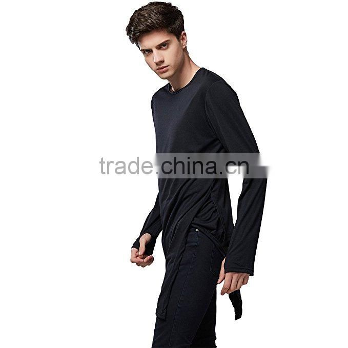 Wholesale Mens Custom fashion Tee Shirt Extended Longline T shirt
