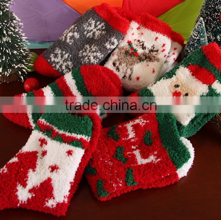 Baby socks for Christmas Warm New Year holiday socks for children Floor socks, towels, Christmas, coral velvet stockings