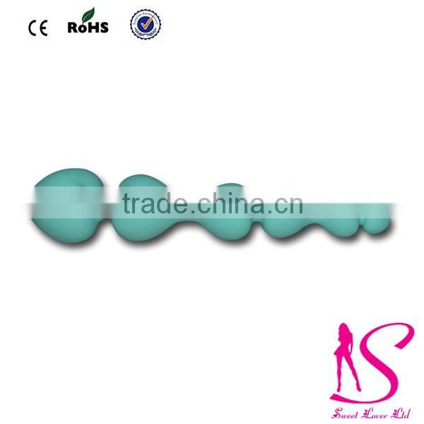 2016Top Selling Unisex Green Color Sex Toys Silicone Anal Beads for Male and Female