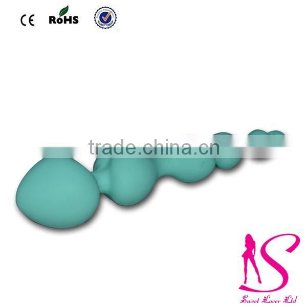 2016Top Selling Unisex Green Color Sex Toys Silicone Anal Beads for Male and Female