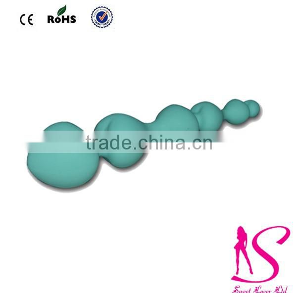 2016Top Selling Unisex Green Color Sex Toys Silicone Anal Beads for Male and Female