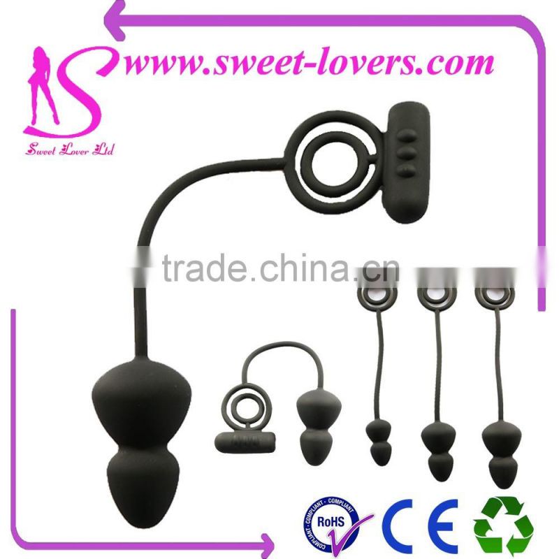 3 size butt plug with bullet penis rings sex toys for men anal plug with cock ring vibrating