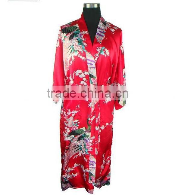 Women robe Peacock Satin NightGown ,Satin Night Dress NG027