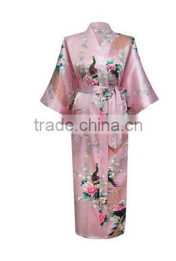 Women robe Peacock Satin NightGown ,Satin Night Dress NG027