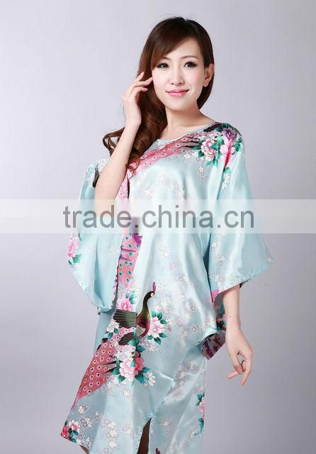 New Style Women Peacock Satin NightGowns,Satin Night Dress NG007