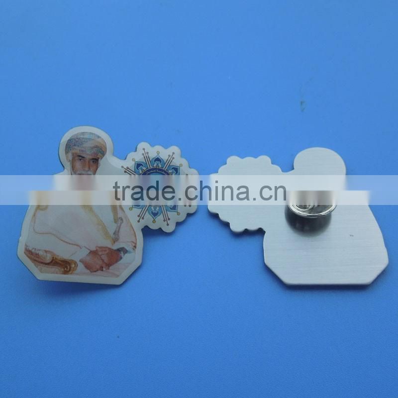 Stainless Iron Print Oman King National Emblem Lapel Pin Badge