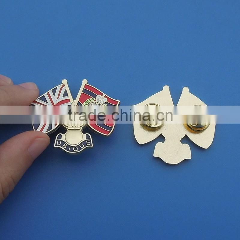 Ubique Friendly Crown Country UK Flag Cross Lapel Pins for Souvenir