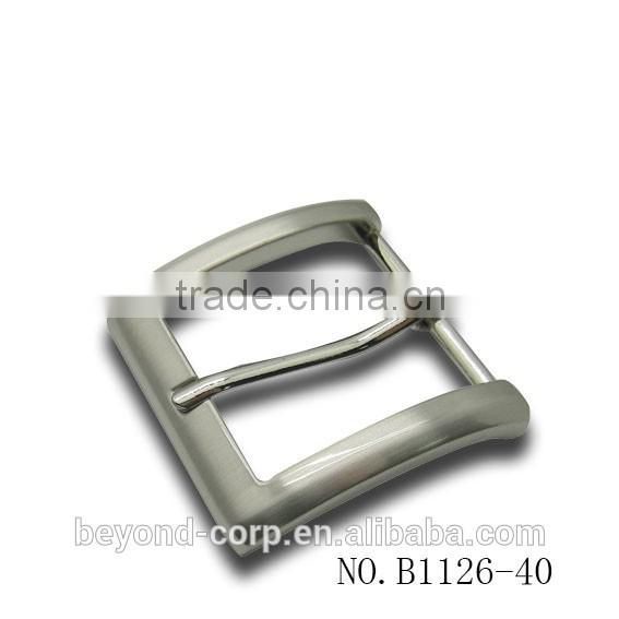 Nice polished men's 40mm silver brushed plain pin buckle
