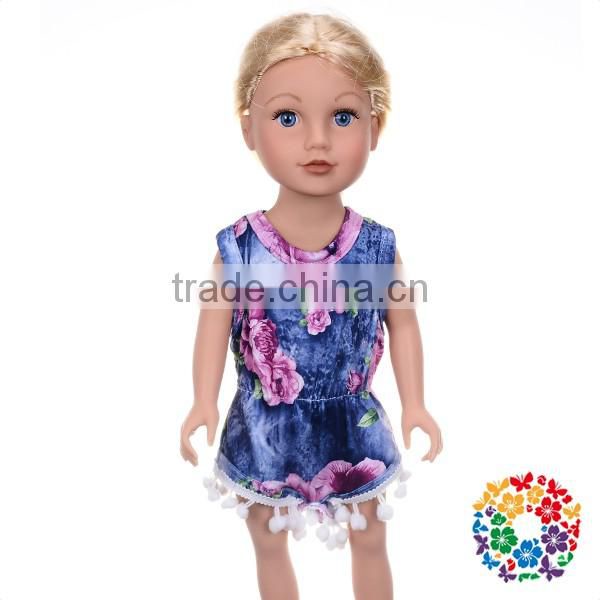 wholesale doll outfits 18" doll pom pom romper