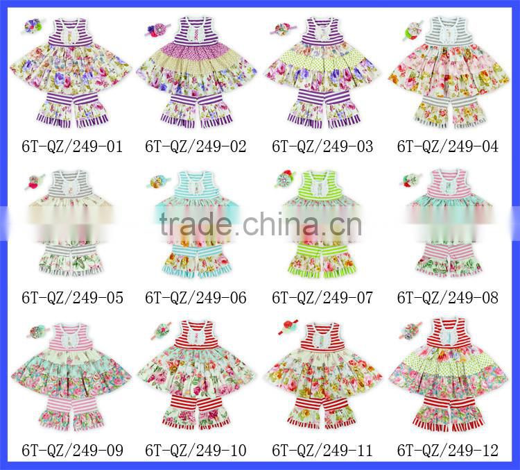 handmade 18 inch doll outfit summer floral ruffle top ruffle short pants clothing set for dolls