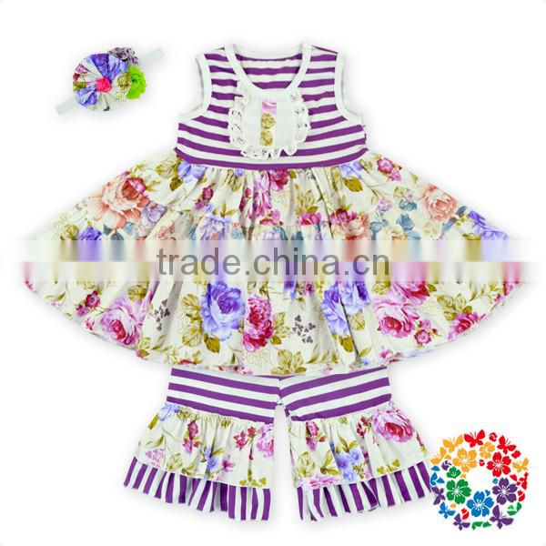 handmade 18 inch doll outfit summer floral ruffle top ruffle short pants clothing set for dolls
