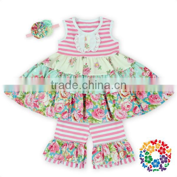 handmade 18 inch doll outfit summer floral ruffle top ruffle short pants clothing set for dolls