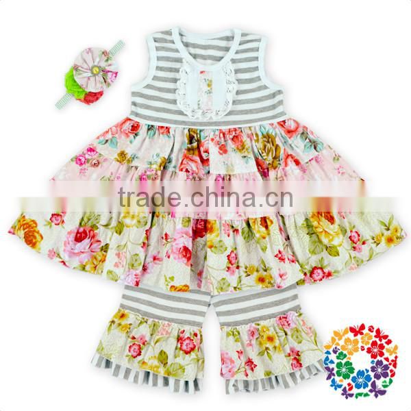 handmade 18 inch doll outfit summer floral ruffle top ruffle short pants clothing set for dolls