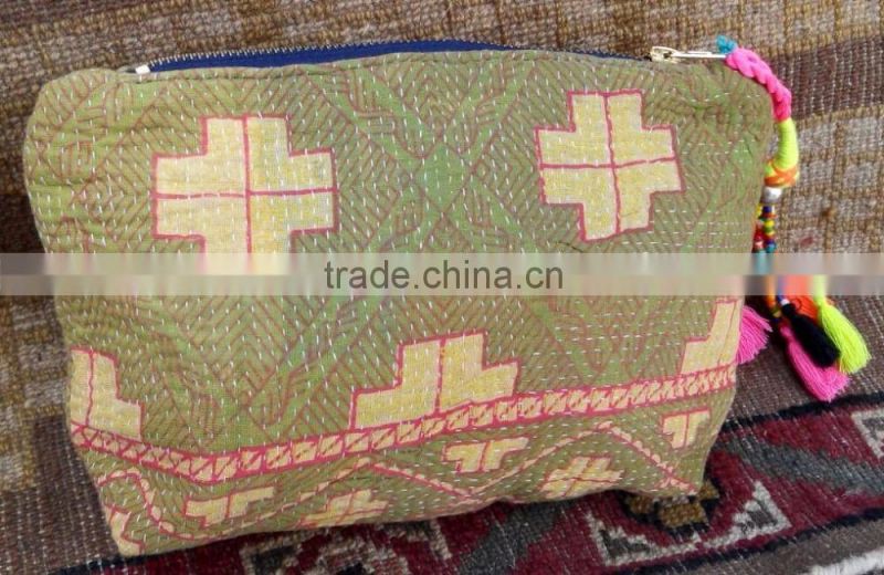 Banjara Kantha Pouches with Afghani patch