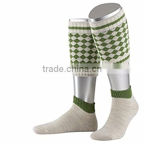 German Bavarian Trachten Oktoberfest Calf Socks (beige-green)