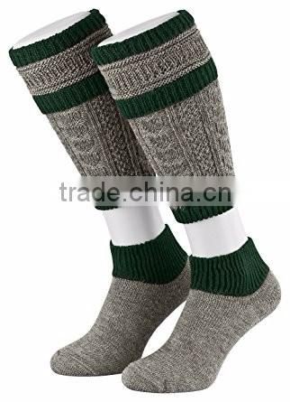 German Bavarian Trachten Oktoberfest Calf Socks (beige-green)