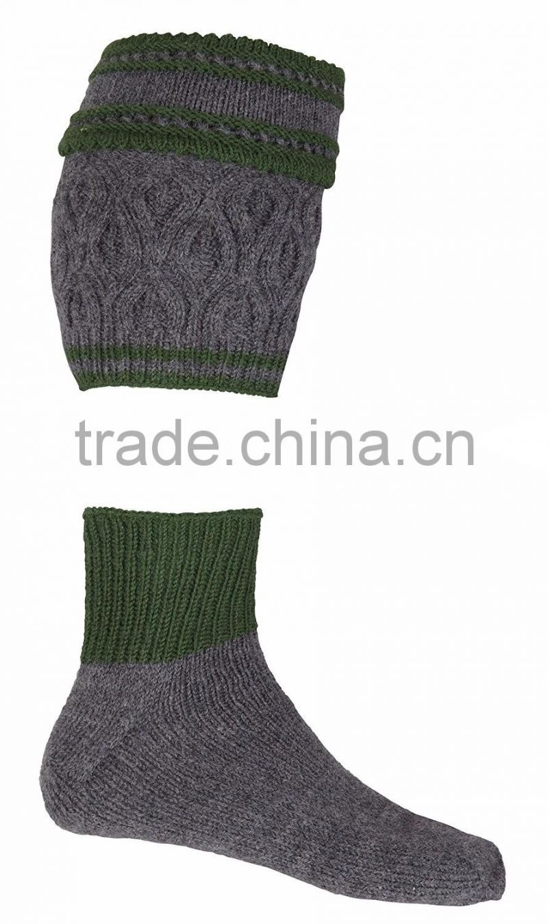 German Bavarian Trachten Oktoberfest Calf Socks (beige-green)