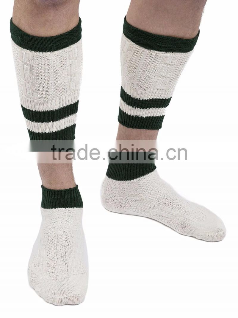 German Bavarian Trachten Oktoberfest Calf Socks (beige-green)