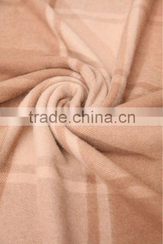 Soft and Beautiful Plaid Camel Wool Blanket