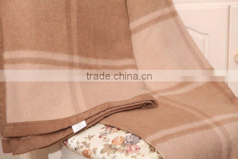 Soft and Beautiful Plaid Camel Wool Blanket