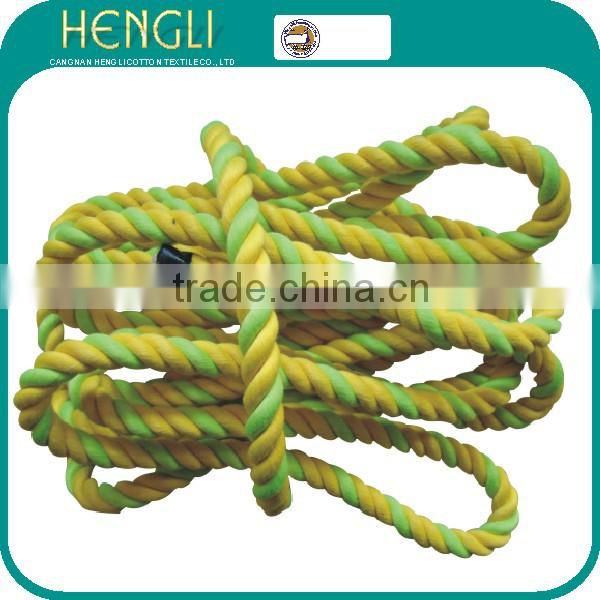 colored 3-strand twisted recycled polyester rope for making pet toys
