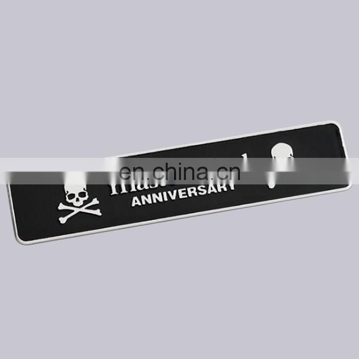 Top Quality 3M Adhesive Type And Docration Use Custom Rectangle Embossed Skull Metal Sticker For Car