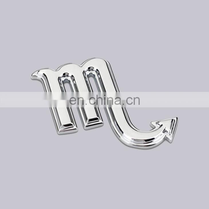 Top Quality Chrome Plated And 3M Adhesive Type Custom 3D Symbol Metal Alloy Emblem