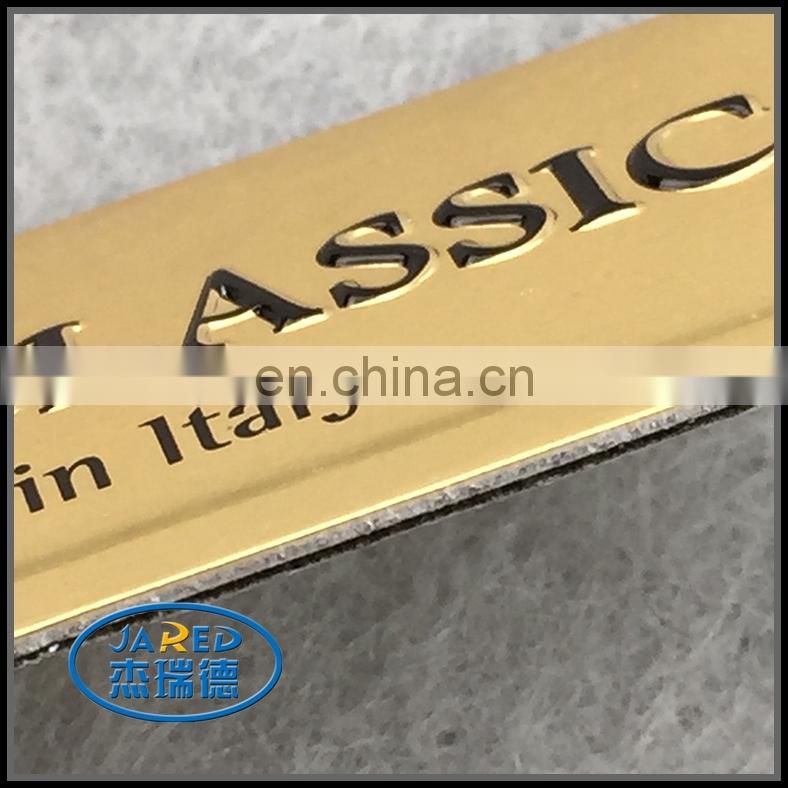 gold color imprinting metal label metal badge metal nameplate