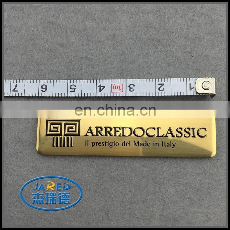 gold color imprinting metal label metal badge metal nameplate