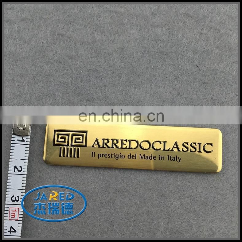gold color imprinting metal label metal badge metal nameplate