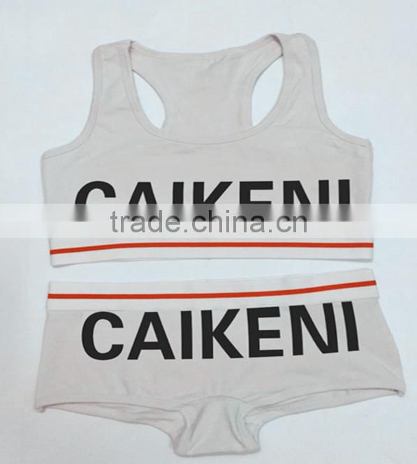 Custom Your Own Brand Logo Design Elastic Band Bra Bikini Lady Briefs Women 95%Cotton 5%Spandex Bralette Sport Crop Tank Top