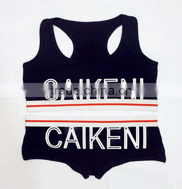 Custom Your Own Brand Logo Design Elastic Band Bra Bikini Lady Briefs Women 95%Cotton 5%Spandex Bralette Sport Crop Tank Top