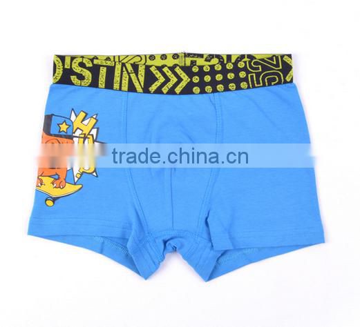2017 Manufacturer OEM Logo Band Customized Your Own Brand New Fashion Design 95%Cotton 5%Spandex Print Kids Boy Boxer Underwear