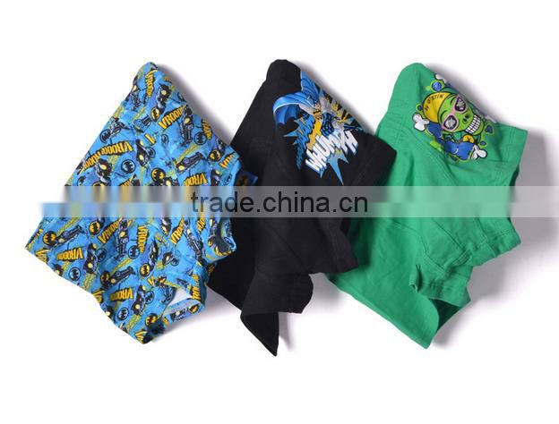2017 New Fashion Cute Funny Cartoon Design 3D Print 95%Cotton 5%Elastane Stretch OEM Logo Band Boy Boxer Briefs Kids Underwear