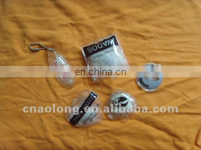 custom branded logo pvc down feather inflatable garment label tags