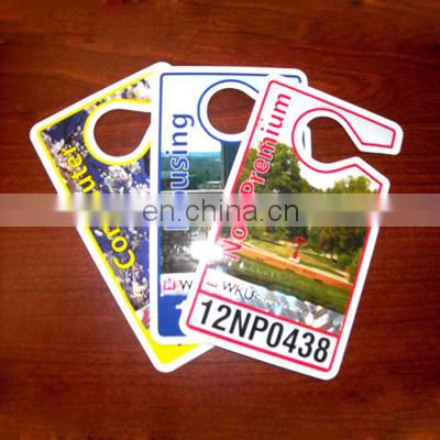 Hanging permit card for car parking