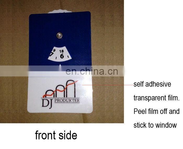 Business card size 85x54mm self cling plastic parking disc, parking disk, parking meter