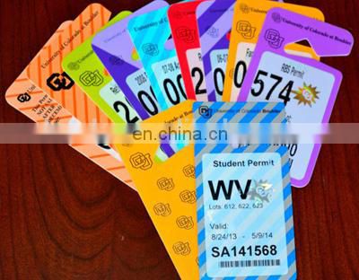 Hanging permit card for car parking