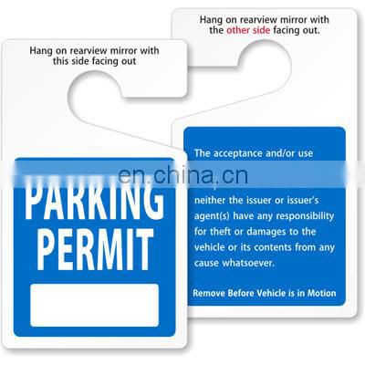 Hanging permit card for car parking