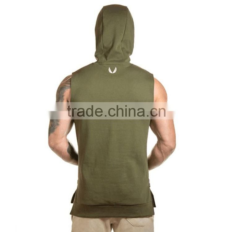Wholesale Mens Cotton Sleeveless Pullover Gym Hoodies