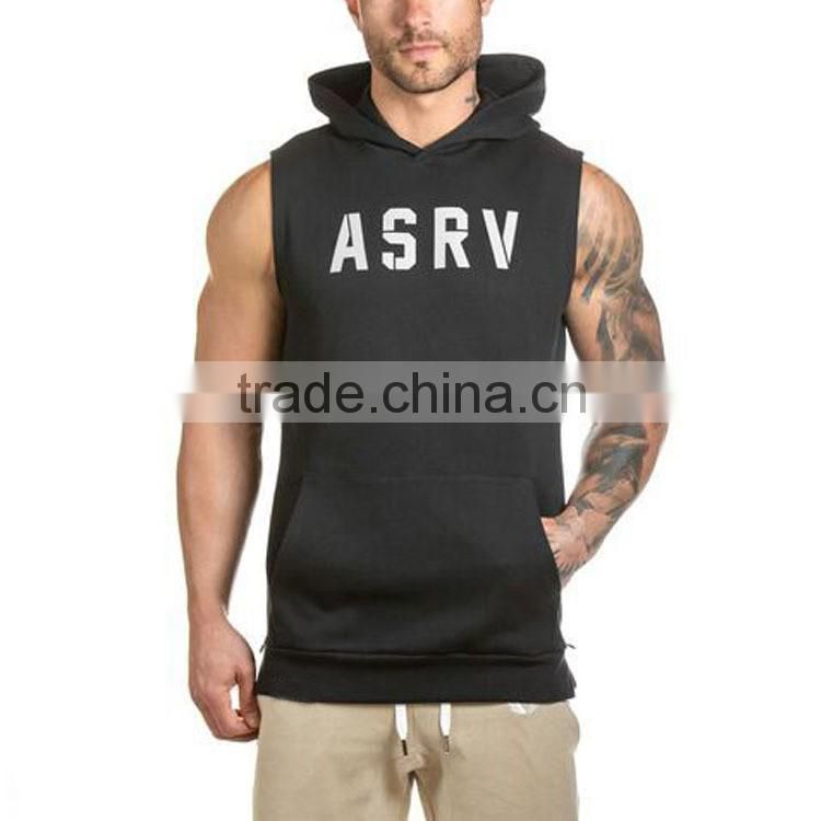Wholesale Mens Cotton Sleeveless Pullover Gym Hoodies